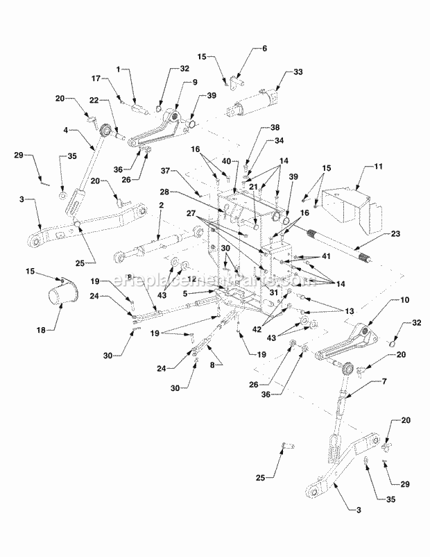 Three Point Hitch 1b075g & After Diagram and Parts List for 5234DL 54AL544-710, 54BL544-710 Cub Cadet Lawn Tractor